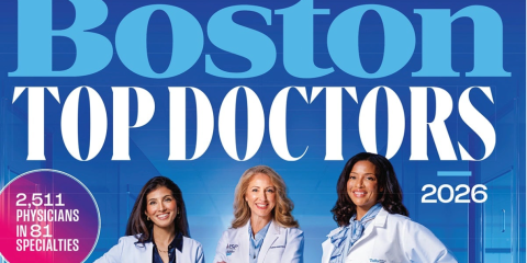 top part of magazine cover that says boston top doctors